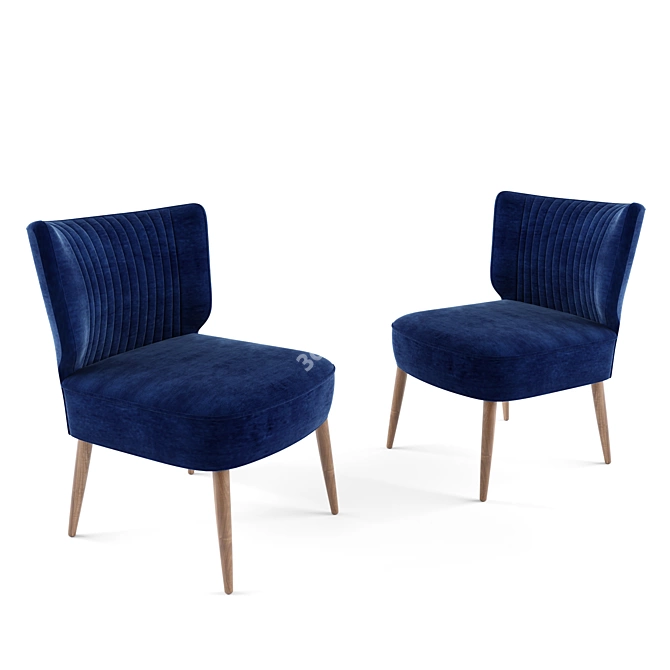 Blue Velvet Accent Chair 3D model image 1