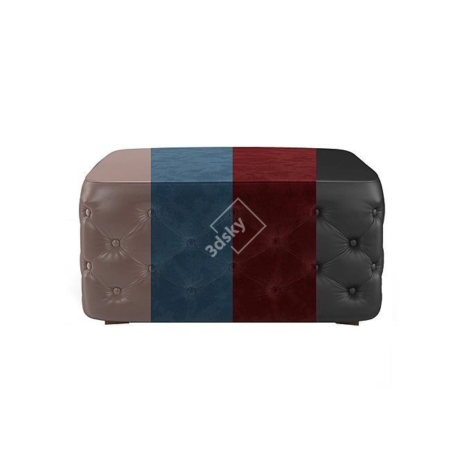 Luxury Ottoman - Black, Brown Leather & Blue, Cherry Velvet - 3dsmax, Vray, Corona - Inch Dimensions 3D model image 2