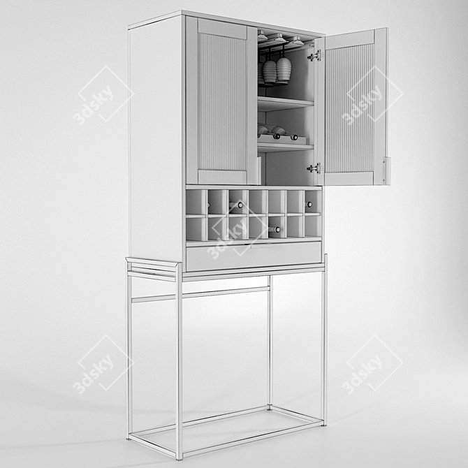 Contemporary Wine Storage Cabinet 3D model image 3