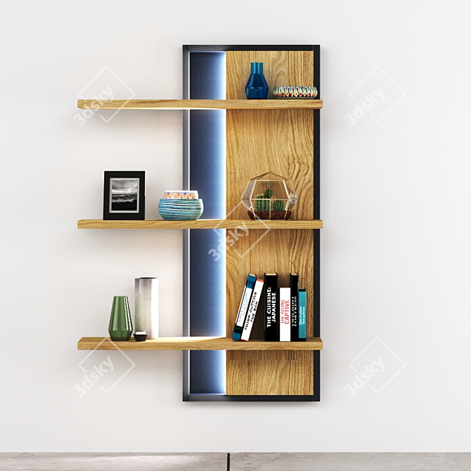 Elegant Neon Wall Shelf 3D model image 1