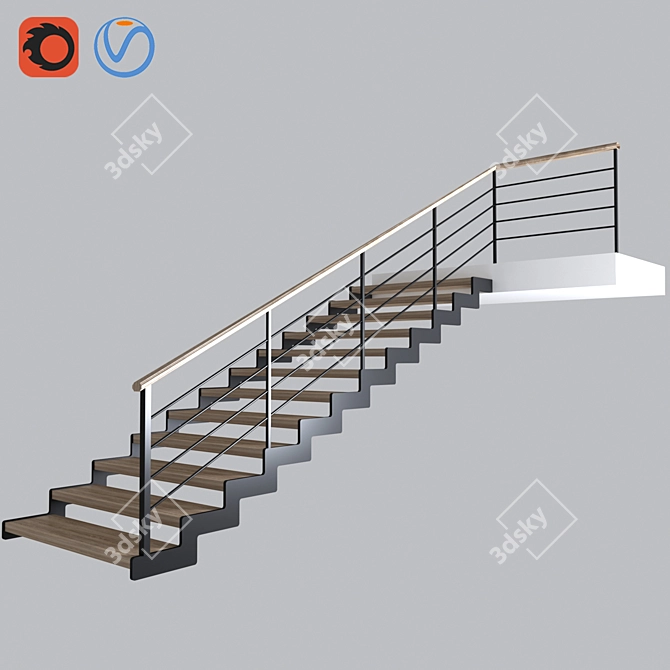 Sleek Staircase Design 3D model image 1