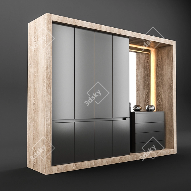 Modern Minimalist Wardrobe 05 3D model image 2