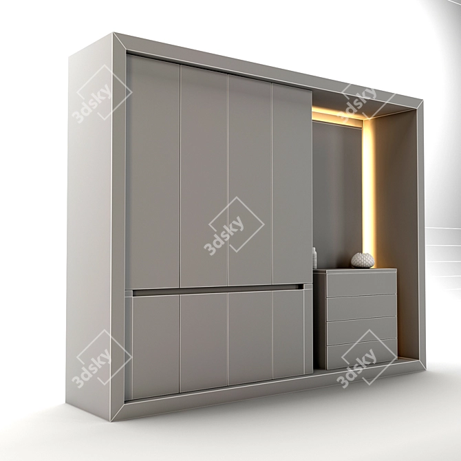 Modern Minimalist Wardrobe 05 3D model image 3