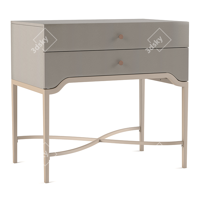 Elegant Elixir Nightstand: Curvy, Textured, Two-Drawer 3D model image 1