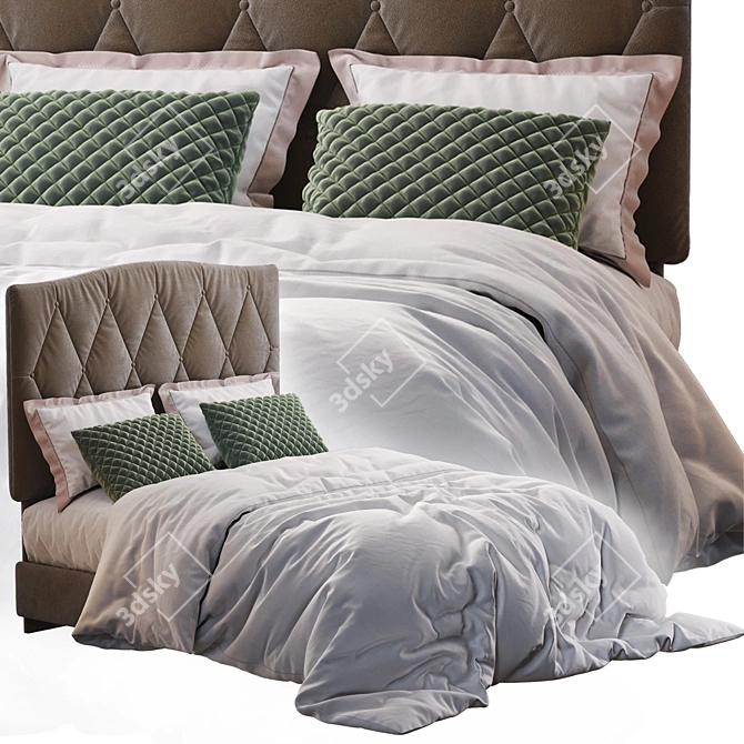 Elegant Elliot Curved Upholstered Bed 3D model image 1