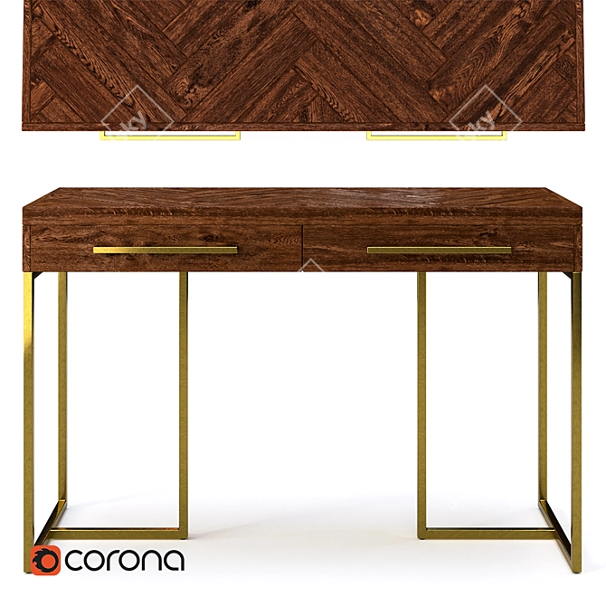 Elegant Acacia Wood Console 3D model image 1