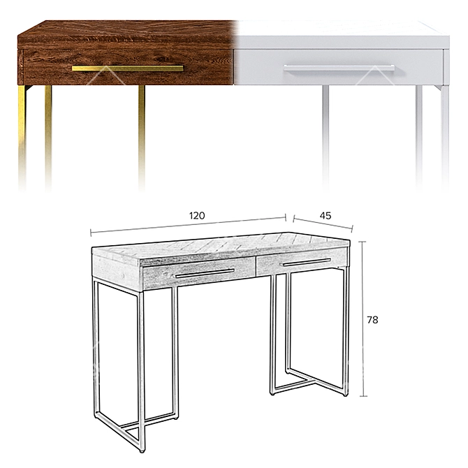 Elegant Acacia Wood Console 3D model image 2