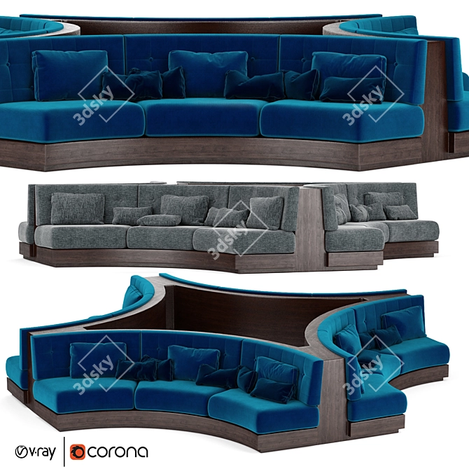 Luxury Round Sofa for Restaurant 3D model image 1