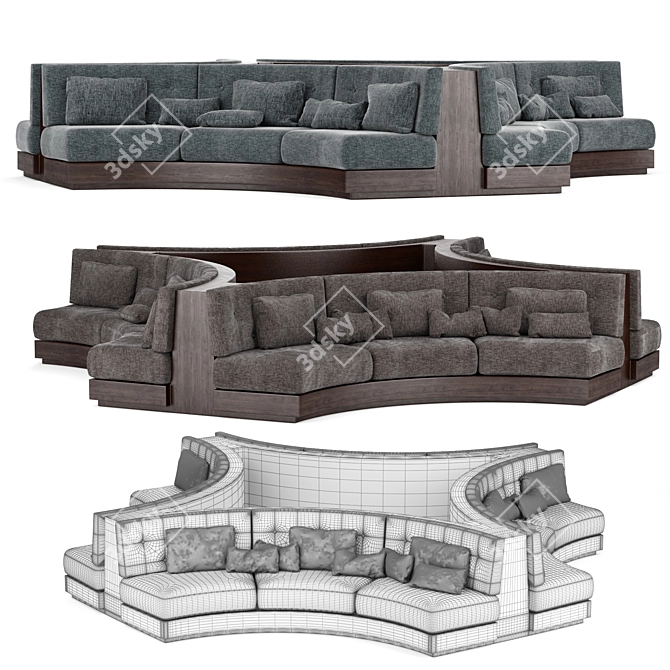 Luxury Round Sofa for Restaurant 3D model image 3