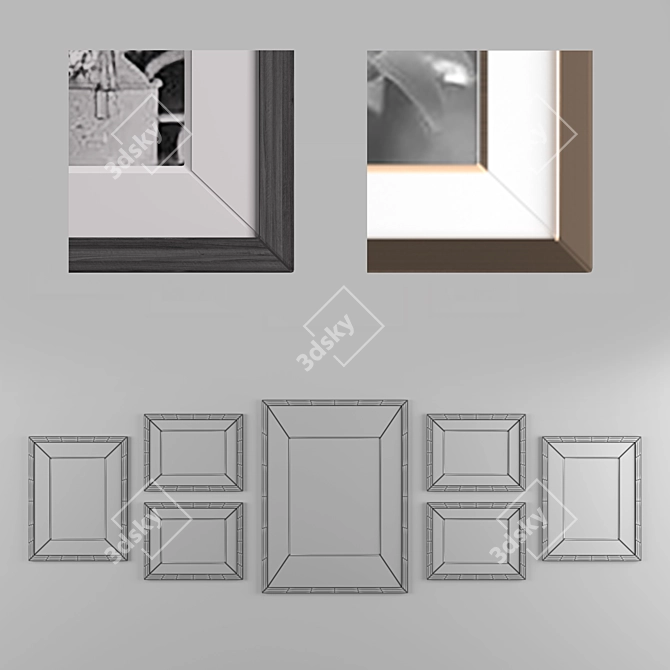 Walnut Frame Set - 7-Piece Wall Frame 3D model image 2