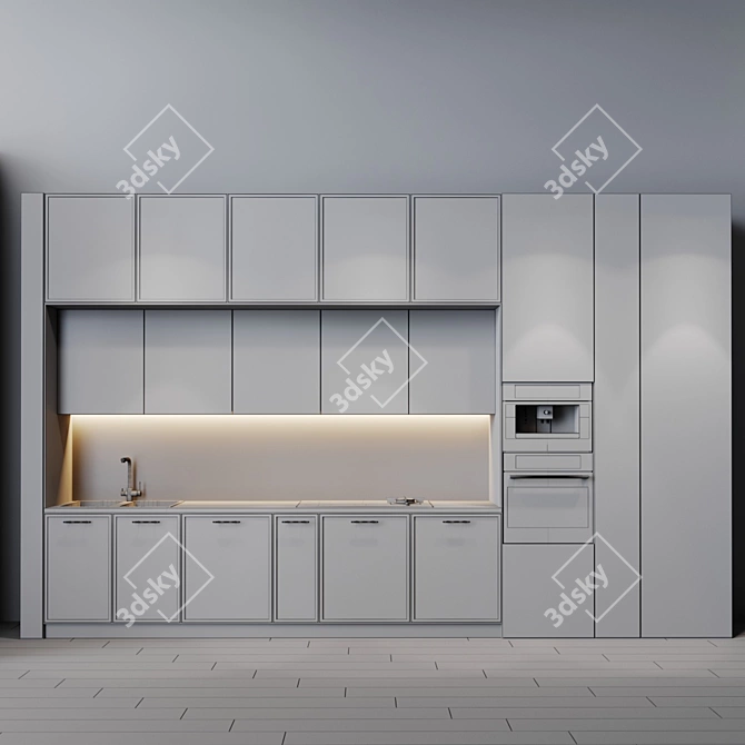 Modern Kitchen Set with Appliances 3D model image 3