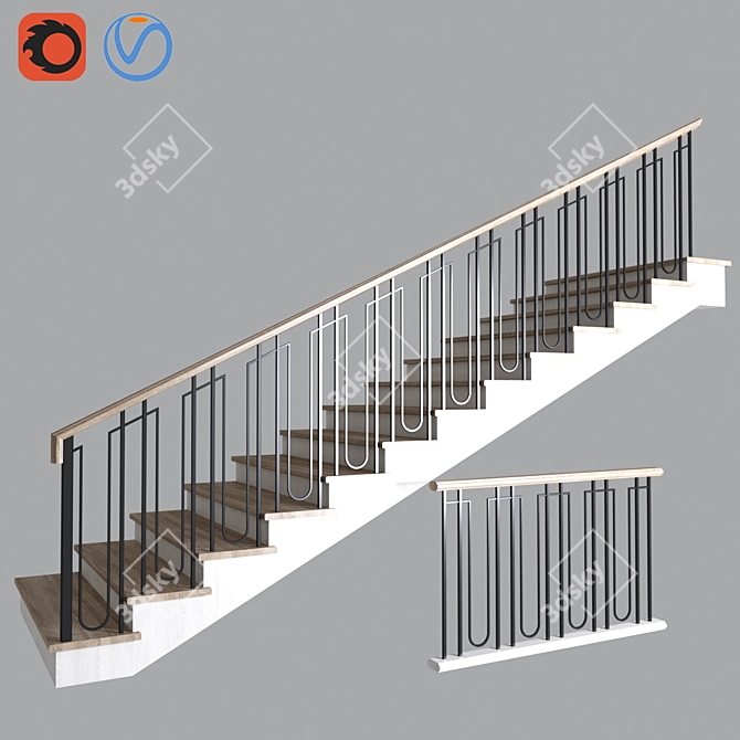Sleek Steel Stairs: STAIRS_07 3D model image 1