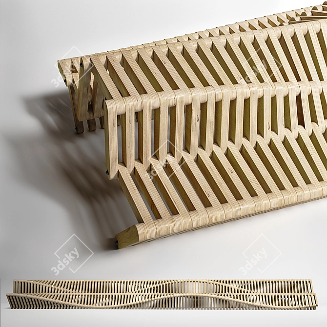 Parametric Wooden Bench 3D model image 1