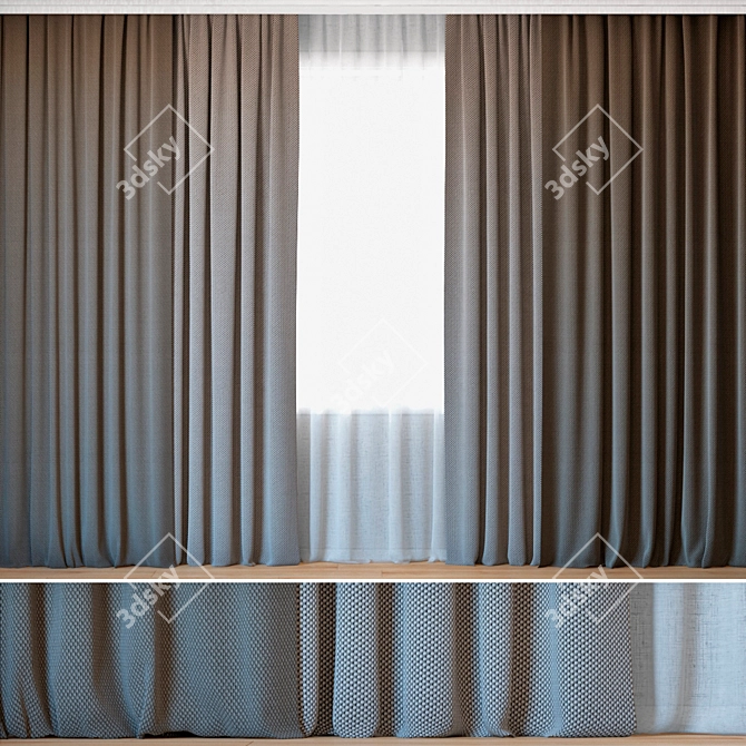 Sheer Elegance Curtains Set | ROHI Novum Tulle 3D model image 1