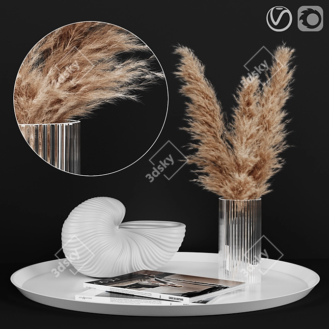 Artificial Pampas Flower: Exquisite Table Decor 3D model image 1