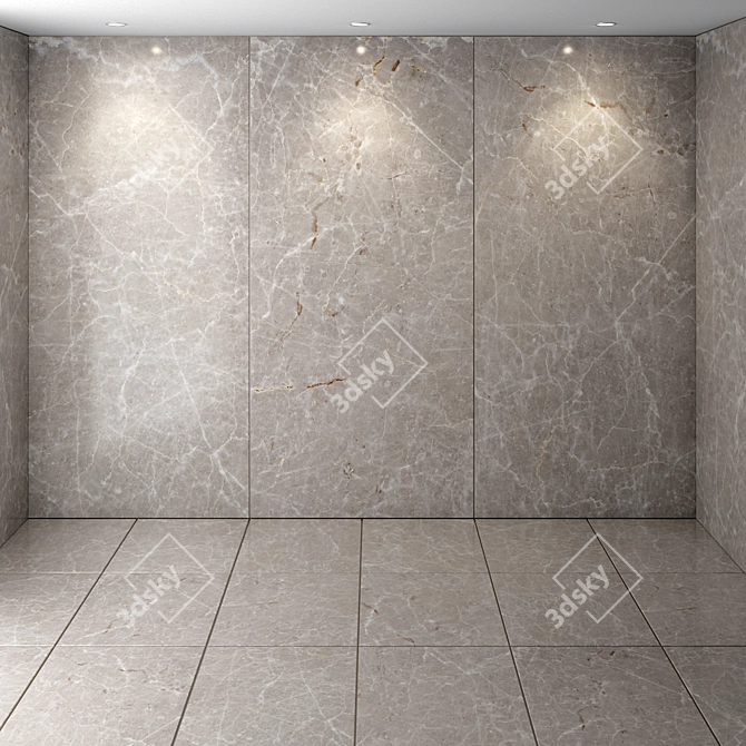 Elegant White Marble Slab 3D model image 1