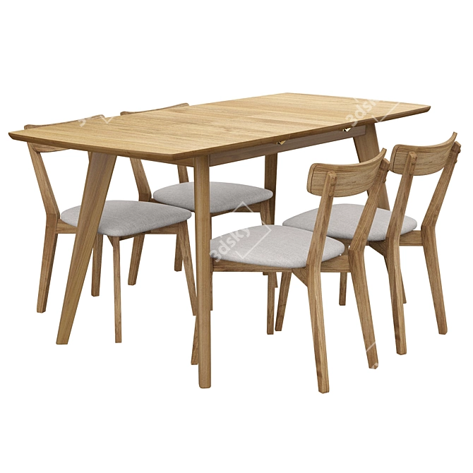 Rockaway Solid Wood Dining Set 3D model image 1