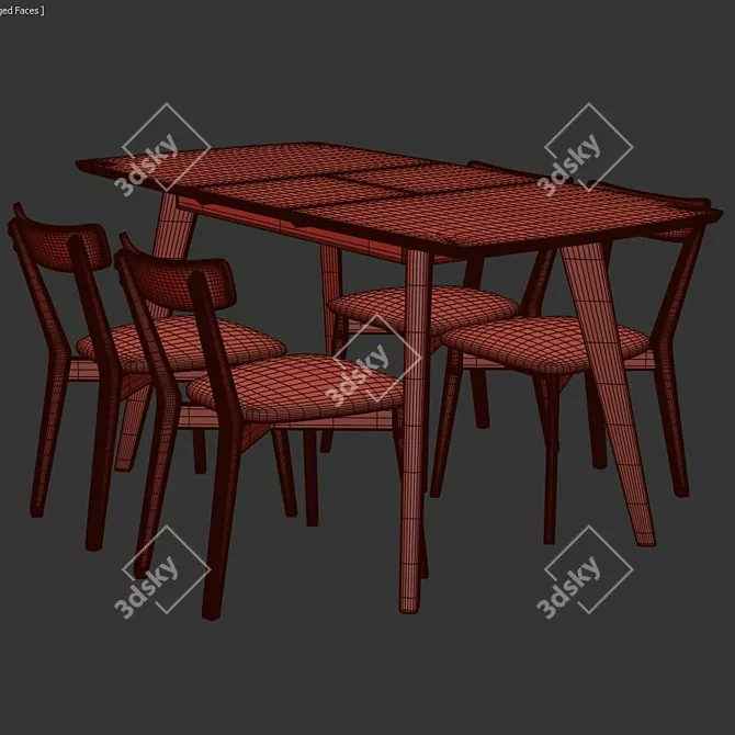 Rockaway Solid Wood Dining Set 3D model image 3