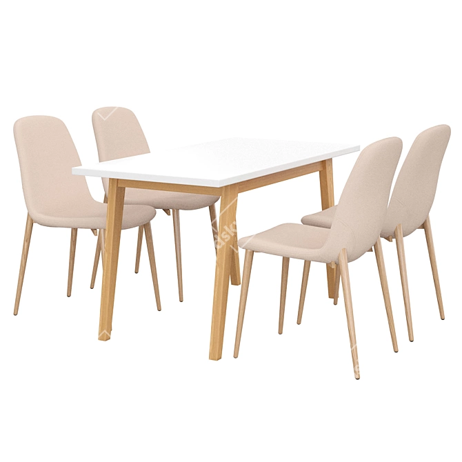 Elegant Eddie 5-Piece Dining Set 3D model image 1