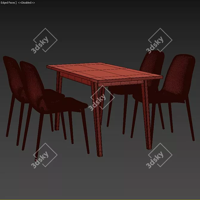 Elegant Eddie 5-Piece Dining Set 3D model image 3