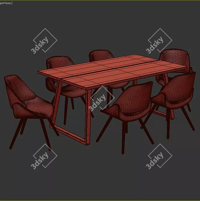 Hanrahan 7 Piece Dining Set:
"Elegant & Functional Dining Masterpiece 3D model image 3