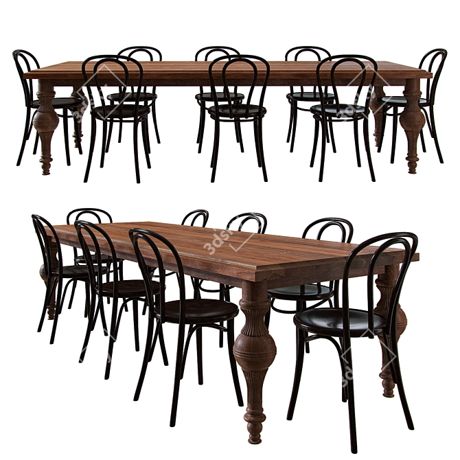 Modern Dining Table Set 3D model image 1