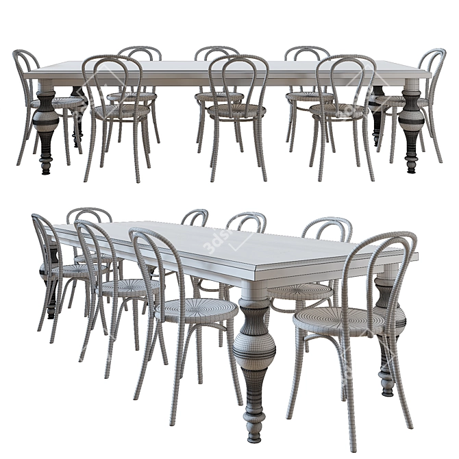 Modern Dining Table Set 3D model image 2