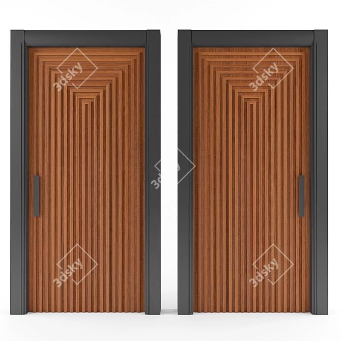 Grooved Wood Door - 145x275cm 3D model image 1