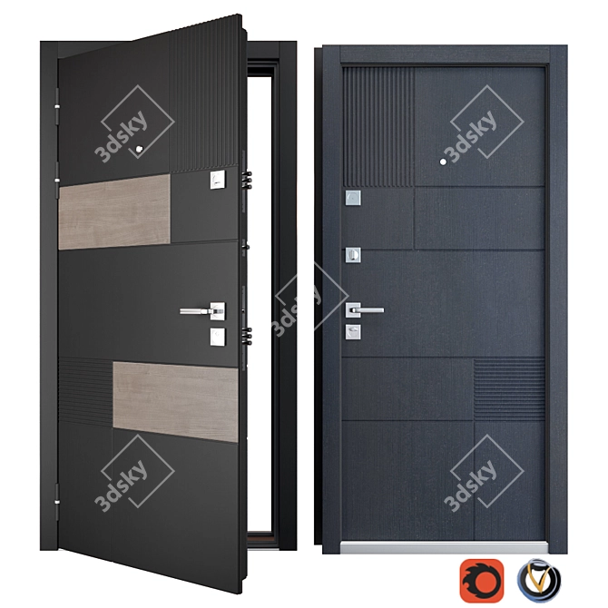 Tango Entrance Metal Door: Aesthetic and Secure 3D model image 1