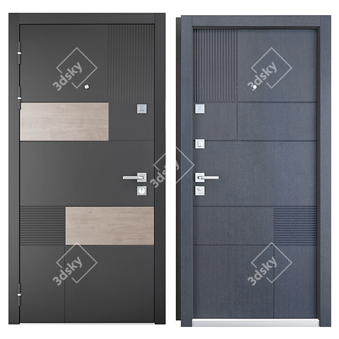 Tango Entrance Metal Door: Aesthetic and Secure 3D model image 3