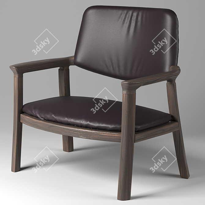 Wooden Leather Chair 3D model image 1