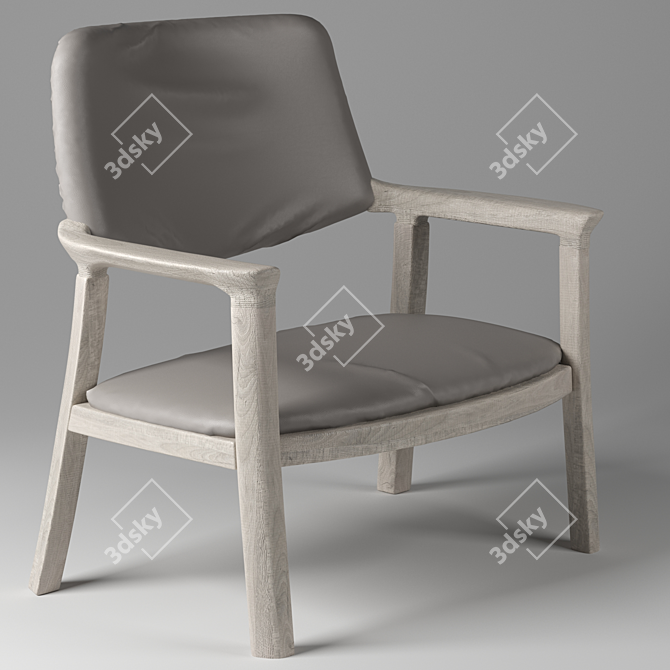 Wooden Leather Chair 3D model image 2