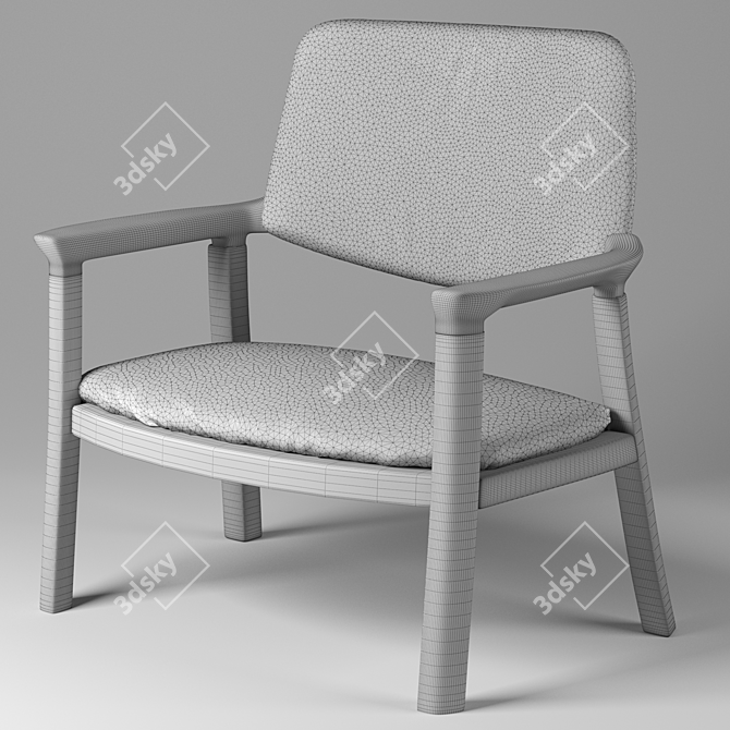 Wooden Leather Chair 3D model image 3