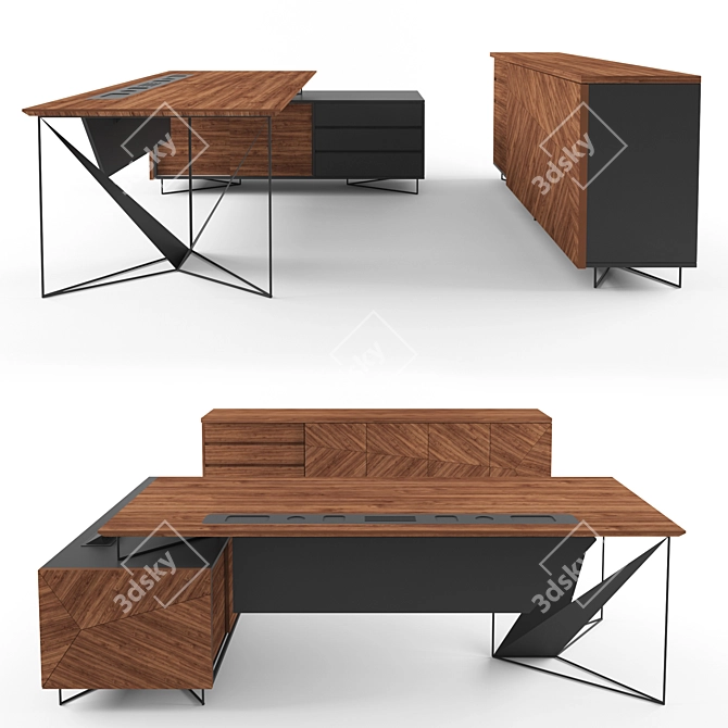 Elegant Executive Office Table 3D model image 1