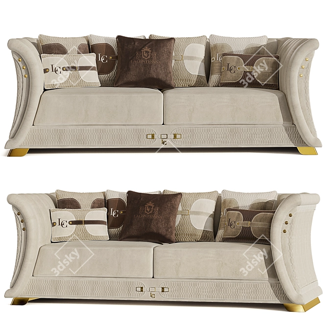 Miracle Contessina: Luxurious Bronze Spazzolato Velvet Sofa 3D model image 1