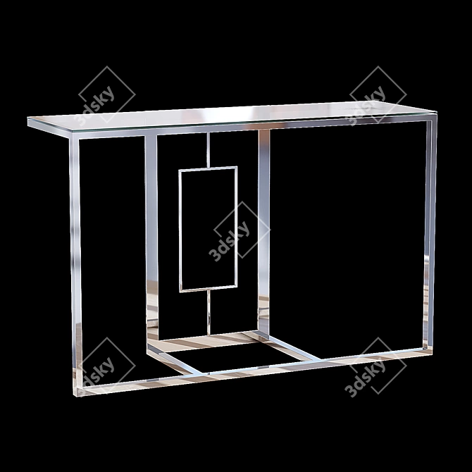 Garda Decor Transparent Glass and Chrome Console 3D model image 1