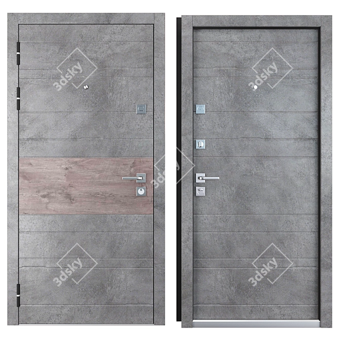 Durable Tire Metal Entrance Door 3D model image 3