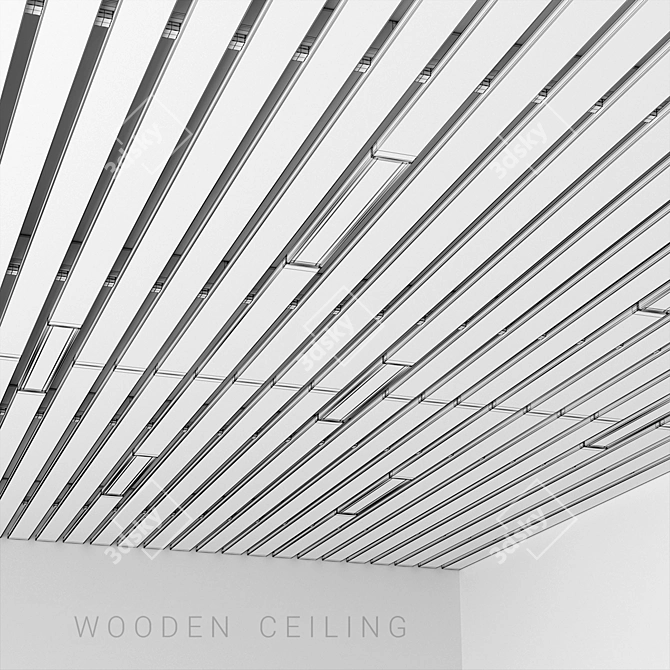 Title: Elegant Wooden Ceiling Panel 3D model image 2