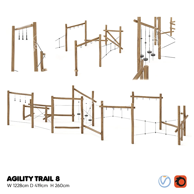 KOMPAN Agility Trail 8 - Innovative Kids Playground Equipment 3D model image 1