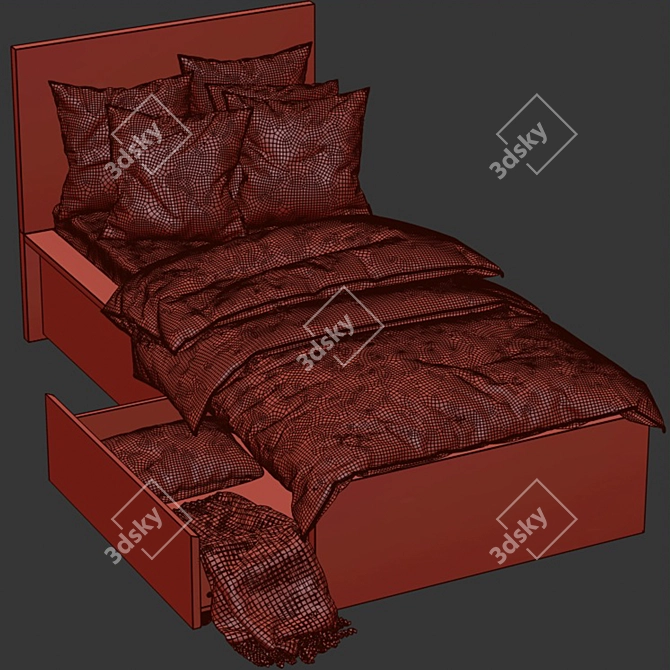 Sleek Ikea Malm Single Bed 3D model image 3