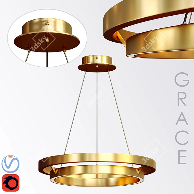 Elegant Grace 30" Chandelier 3D model image 1