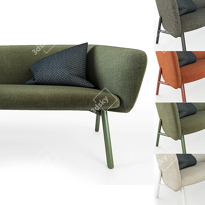 Elegant and Versatile: Kristalia Tuile Sofa 3D model image 2