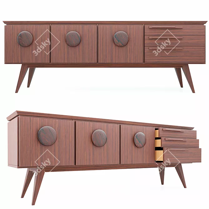 Anita Maxi Walnut Chest 3D model image 1