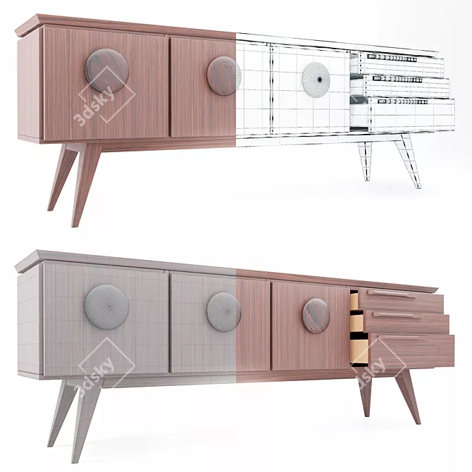 Anita Maxi Walnut Chest 3D model image 2