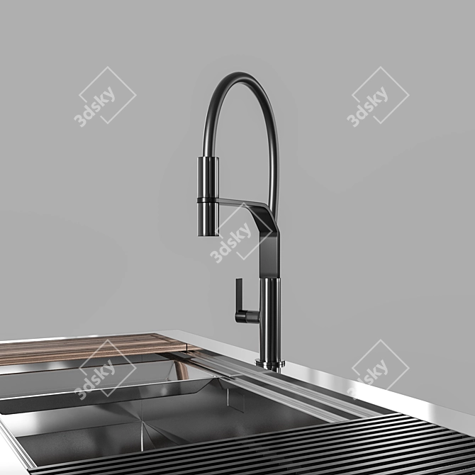 Foster Milanello - Eco-Friendly Black Kitchen Sink 3D model image 2