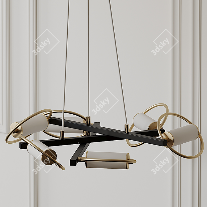 Luxurious Golden Jersey Chandelier 3D model image 2