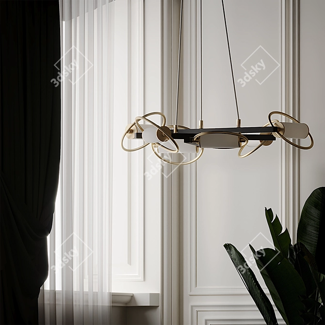 Luxurious Golden Jersey Chandelier 3D model image 3