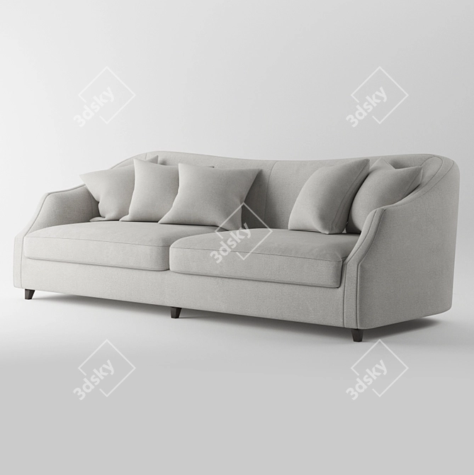 Elegant Dove Grey Velvet Sofa 3D model image 1