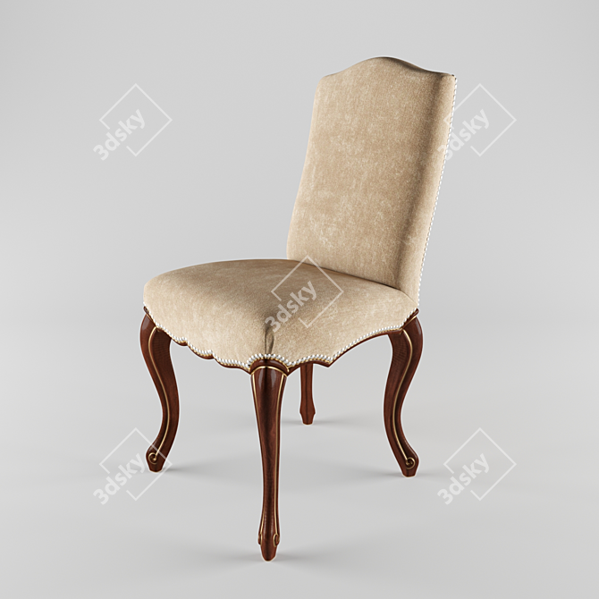 Elegant Golden Velvet Chair 3D model image 1