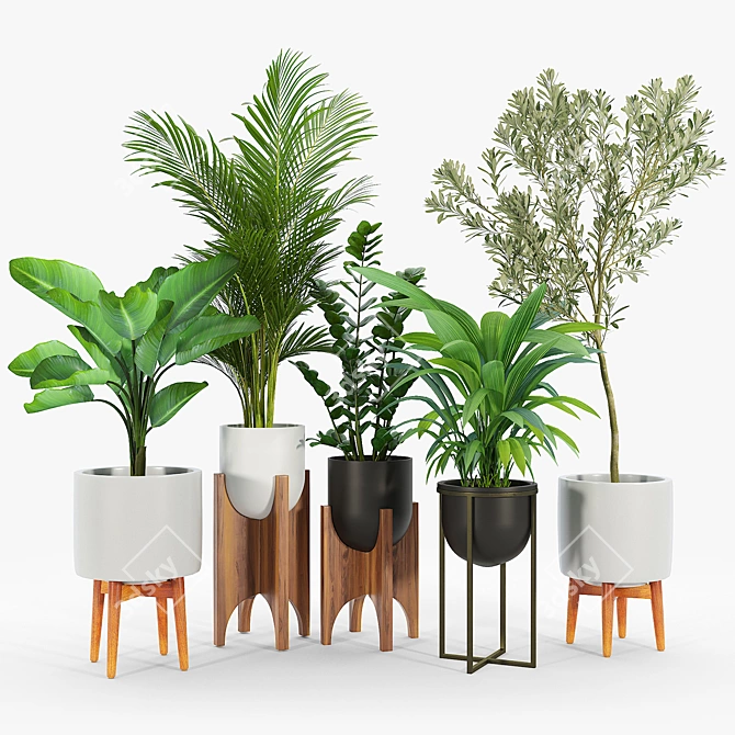 Mid-Century Arches Standing Planters 3D model image 1